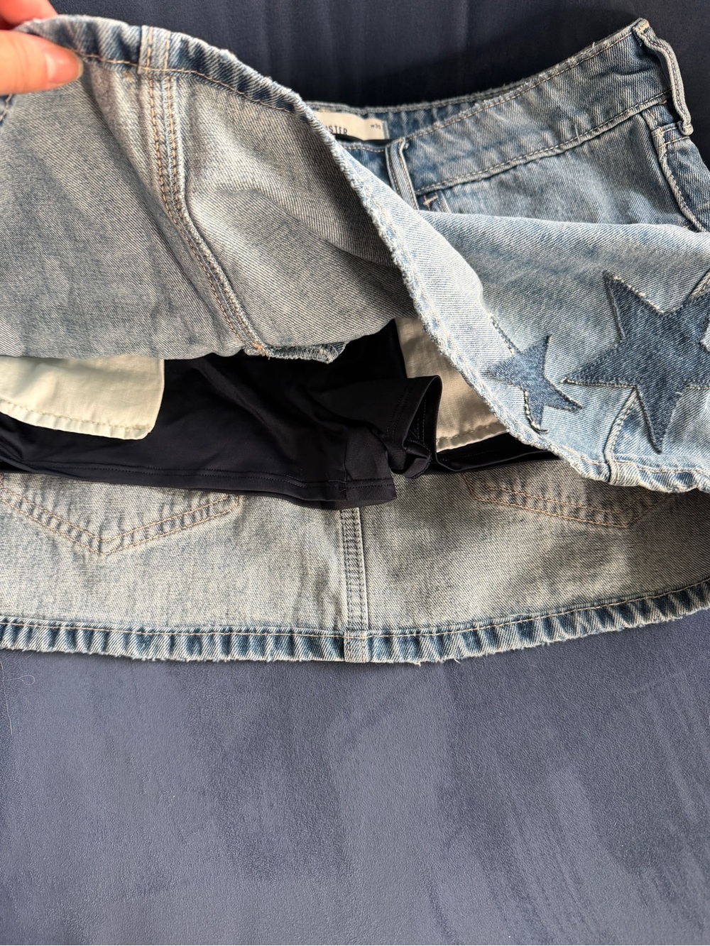 Hollister Light Wash Denim Mini Skirt with Star Patch - Picture 4 of 5